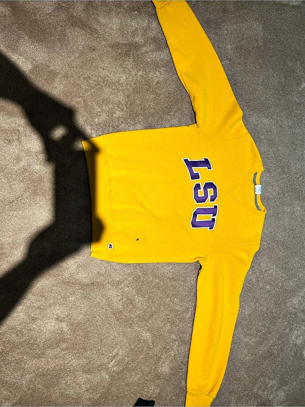 Russell Athletic LSU Tigers Yellow Crewneck Sweatshirt Boys Medium